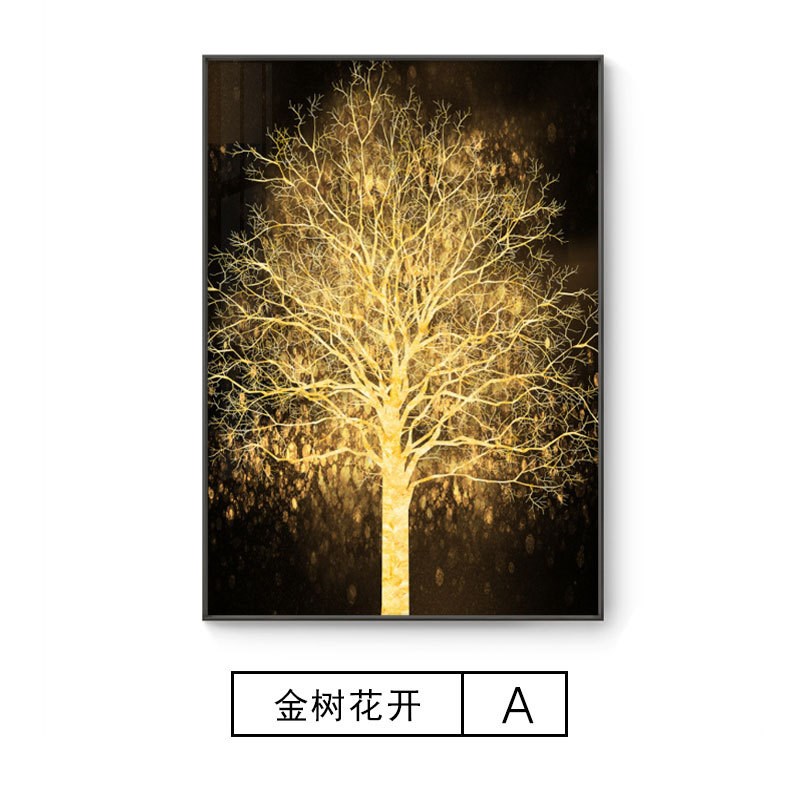 北欧发财树入户玄关装饰画楼x梯间客厅背景墙壁画大气招财过道挂图片