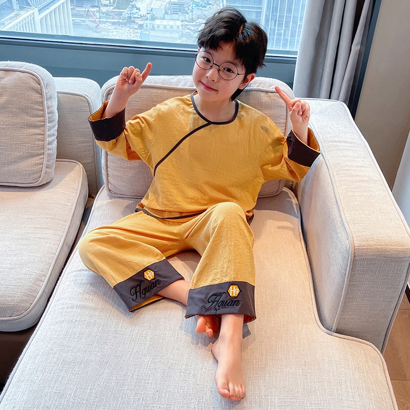男童睡衣春秋款2025新款儿童纯棉长袖小男孩大童春装家居服空调服