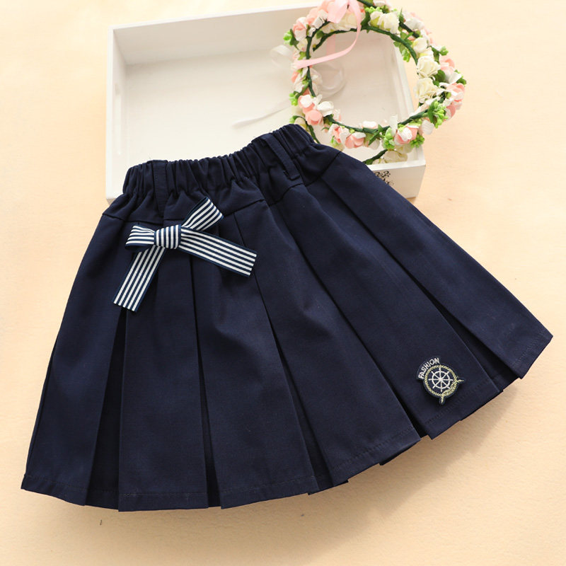 儿童半身裙春秋女童短裙小学生黑色校服裙子百褶裙学院风女大童套