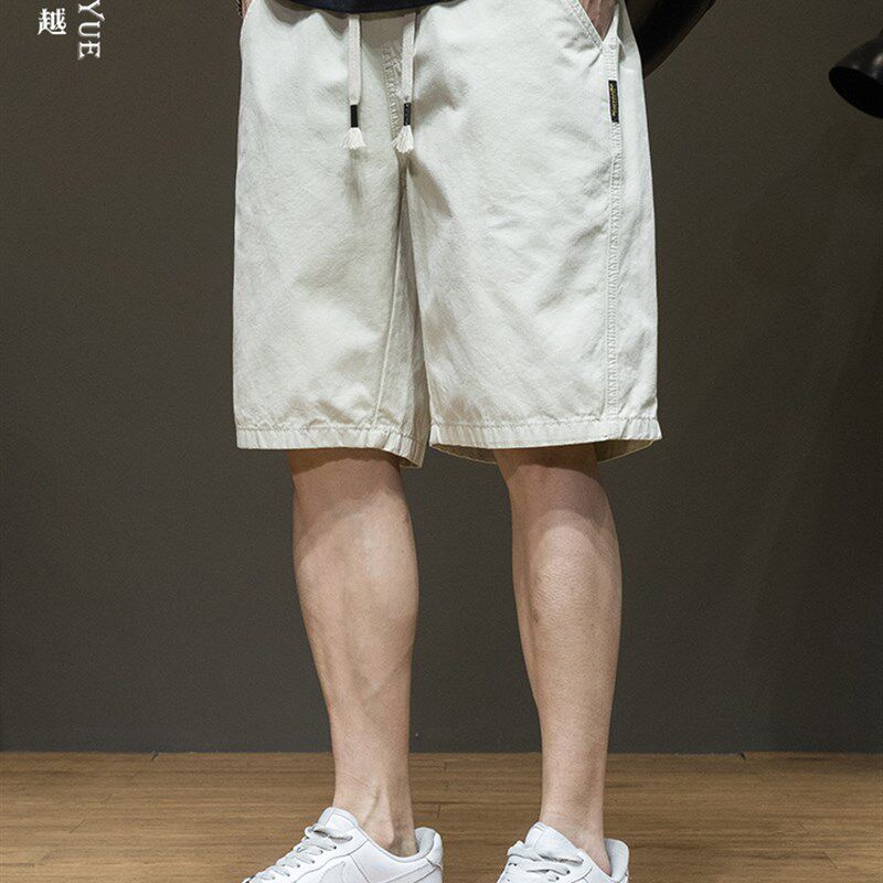 纯色百搭休闲短裤男夏季薄款外穿六分裤子宽松大码直筒运动沙滩裤