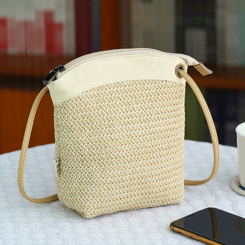 布奏草编小挎包夏天小包包手机包女斜挎2024新款迷你小包小巧轻便