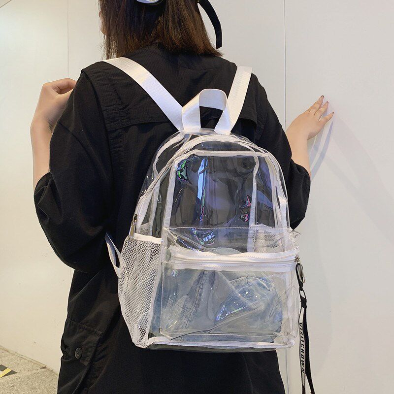 沙滩透明双肩包女可爱夏季新款韩版简约休闲小背包百搭迷你果冻包