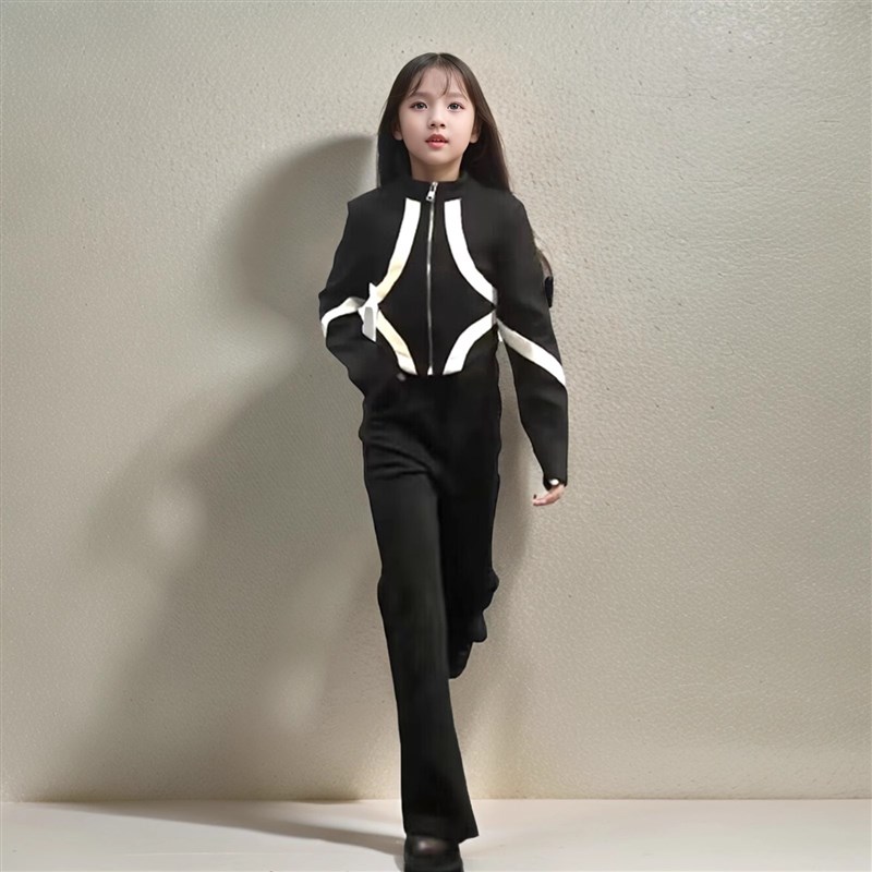 儿童T台走秀演出服形体礼仪训练服新款潮服女童少儿模特练功服