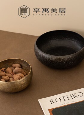 新中式简约轻奢金属干果盘托盘摆件样板间售楼处客厅茶几桌面摆设