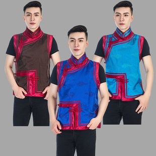 民族风马甲男士背心蒙古袍上衣外套日常生活装舞台装马夹工作服