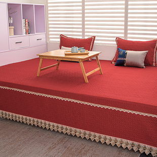 榻榻米床盖高级红色现代简约踏踏米纯棉炕垫农村土炕超大床单4米