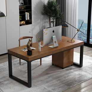美式实木书桌台式办公电脑桌学生写字桌椅组合工作台会议桌长桌子