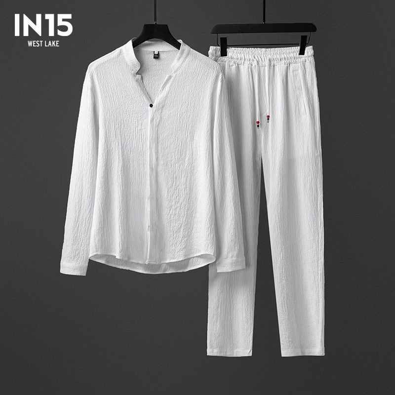 秋季新款中国风长袖冰丝亚麻套装男秋季大码宽松中袖T恤棉麻,男装,其他套装,淘宝优惠券,粉丝福利购,淘宝优惠卷