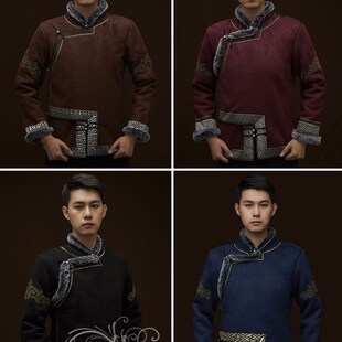 冬季蒙古服男士仿鹿茸皮棉袍蒙族棉衣短外款加厚蒙古袍日常装新品