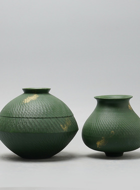 新中式现代创意陶瓷花瓶摆件酒店售楼部桌面花插花器办公桌装饰品