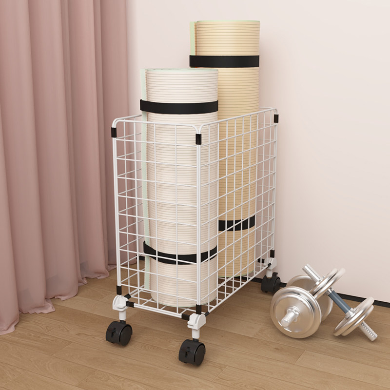 家用铁艺大号脏衣蓝夹缝收纳筐健身房运动器材瑜伽垫收纳篮带轮子
