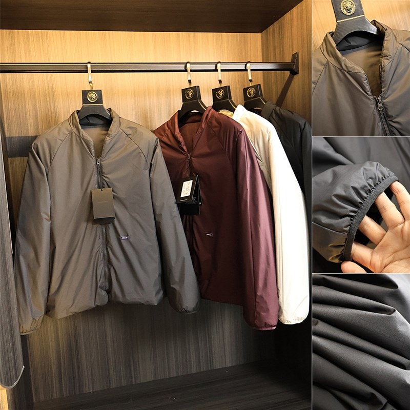 紫标!零压轻量化保暖!日系男士无领保暖时尚绗棉蓬松棉衣外套潮