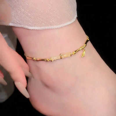 竹节脚链防过敏有你竹够