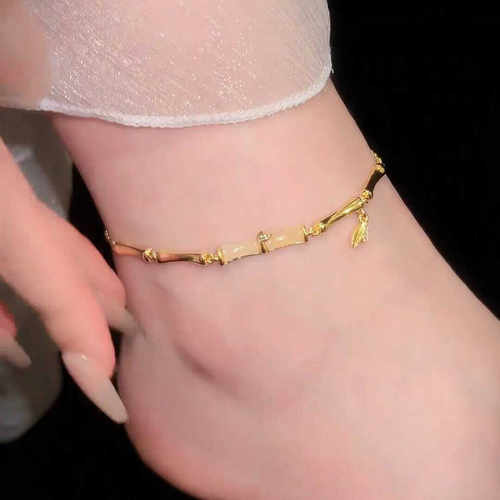 竹节脚链防过敏有你竹够