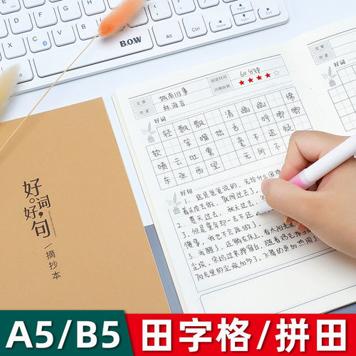 语文好词好句摘抄本小学生专用读书笔记本子阅读记录卡摘记课外记