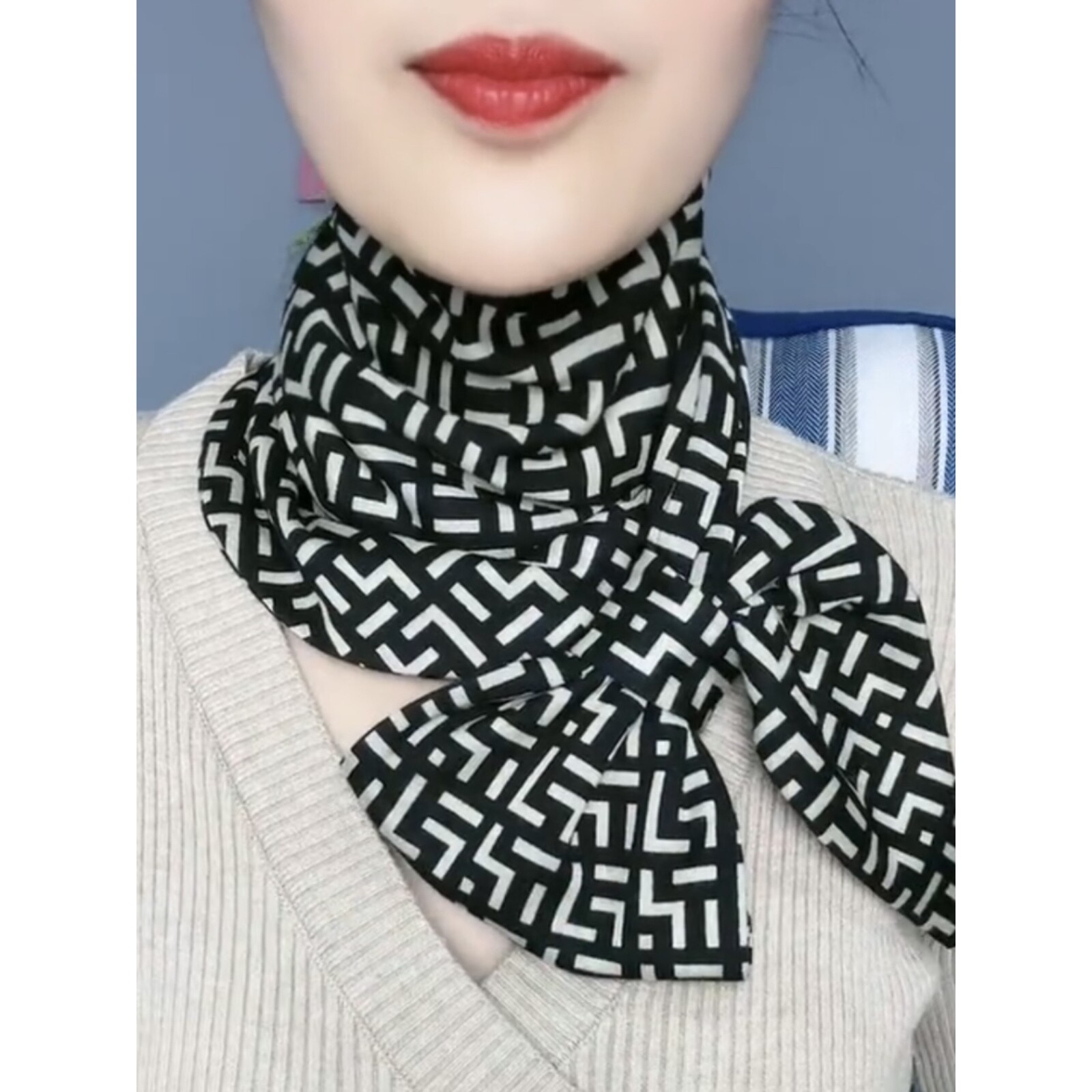 珠光棉护颈长巾网红同款保暖百变小围脖护颈长条女士围巾秋冬新款
