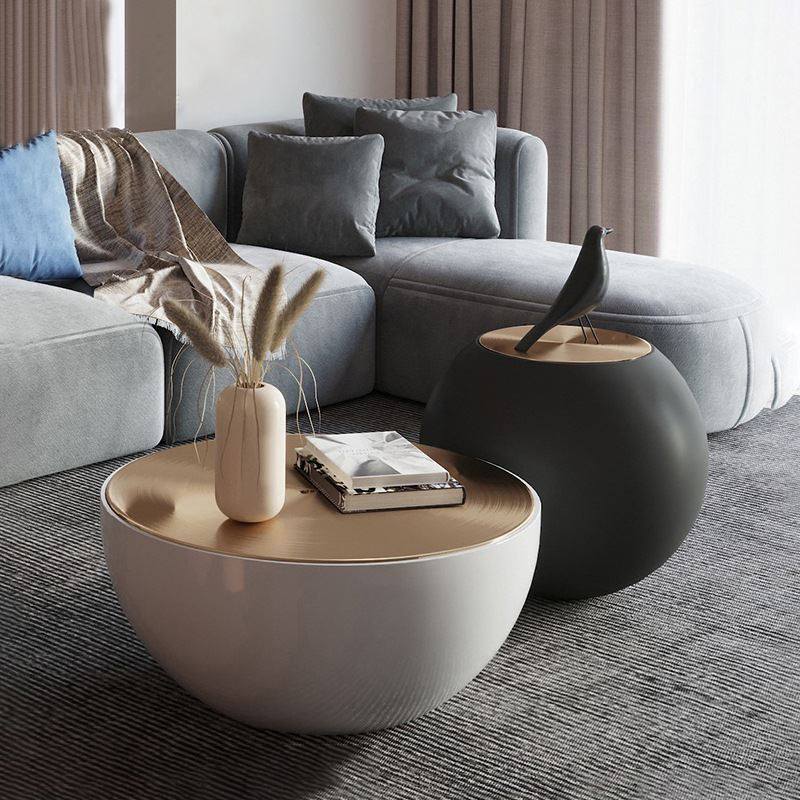 轻奢大小圆茶几圆形北欧小户型黑白组合现代简约风格茶桌网红ins