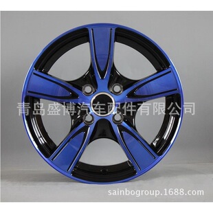 黑色蓝面4X100 14寸铝合金轮毂轮圈车轮轮子铝轮铝圈支持生产