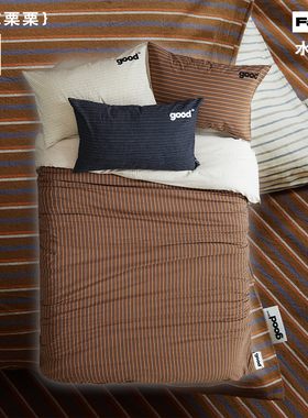 美好商店at home四件套{巧克栗栗}100全棉家纺床品色织水洗棉复古