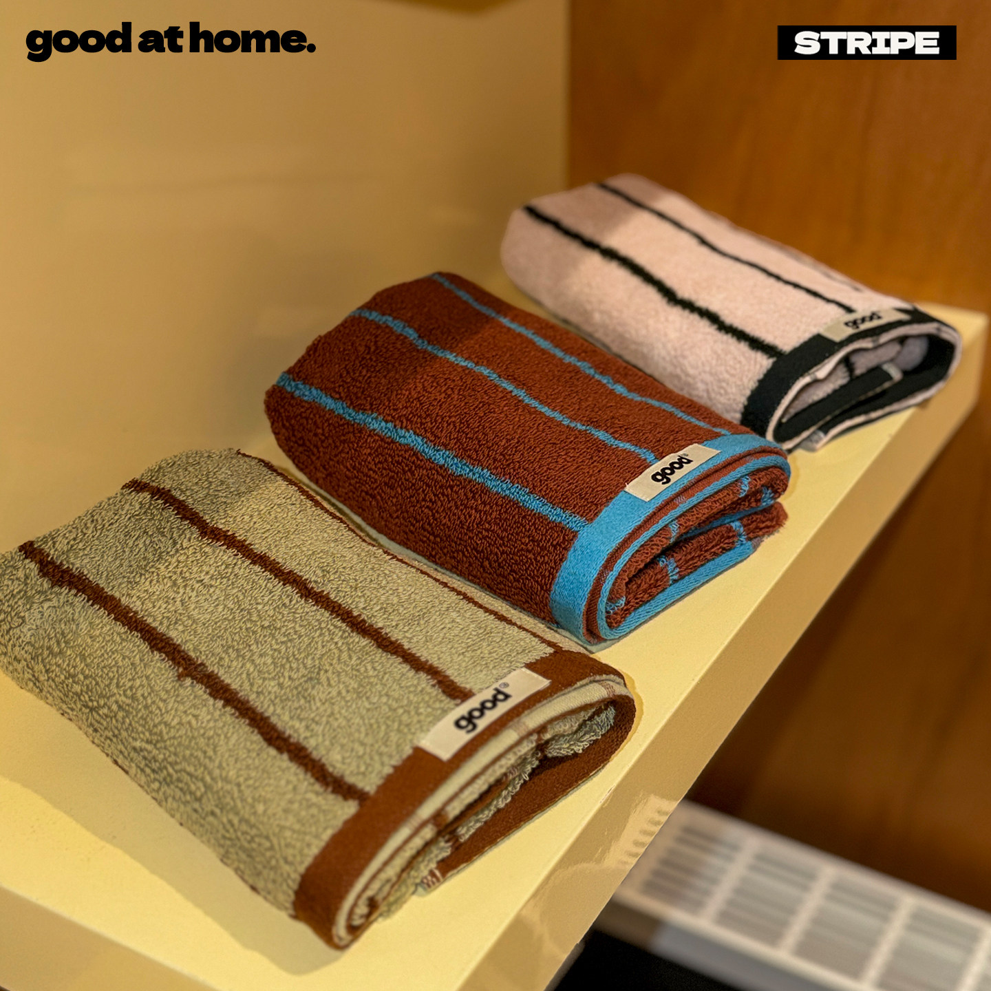 gohm{毛巾}精梳长绒棉A类中古条纹亲肤吸水面巾毛巾