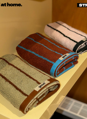 gohm{毛巾}精梳长绒棉A类中古条纹亲肤吸水面巾毛巾