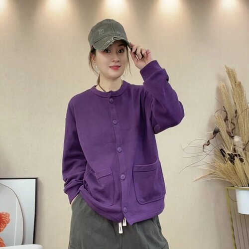 减龄休闲纯色卫衣外套女