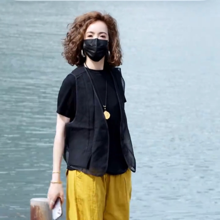 2025新款纯色无袖马甲女夏季薄款防晒百搭黑色马夹上衣外搭开衫潮