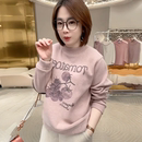 2025冬季 加绒保暖舒弹休闲宽松百搭减龄防风保暖印花卫衣女潮 新款