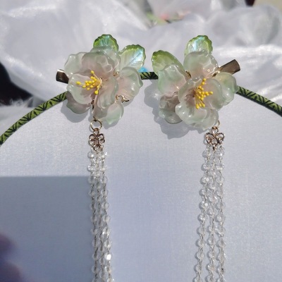 原创古风汉服琉璃配饰发簪发饰头饰步摇超仙侧边古装流苏发夹饰品