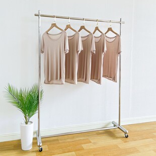 服装 挂衣架单杆货架移动轮 店展示架不锈钢落地直播陈列专用女装
