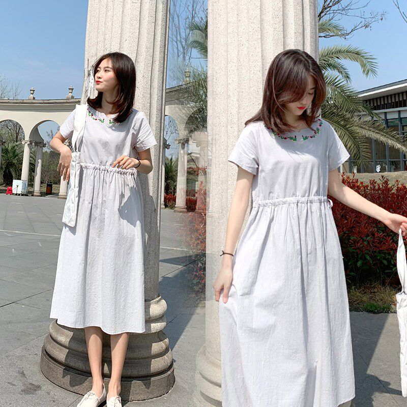 极速孕妇装孕妇夏装连衣裙夏时尚款大码裙子套装中T长款孕妇裙夏