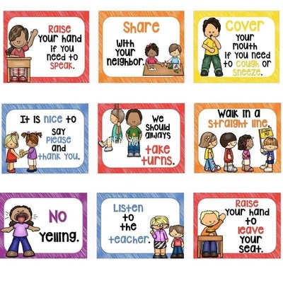 极速15Pcs/Set Classroom Rules Kindergarten WOall Decoration