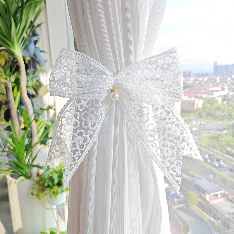 极速窗帘绑带一对装法q式蕾丝蝴蝶结手工纱帘扎束带轻奢唯美绑饰