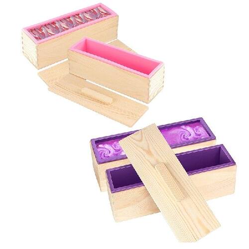 新品2 aPack 42Oz Soap Molds With 2 Lid, Flexible Rectangular