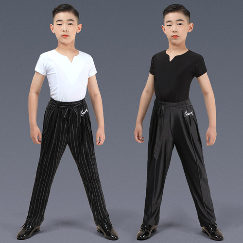 新品拉丁舞服装套装儿童男少儿短袖练功训练服夏R季男童男孩男生