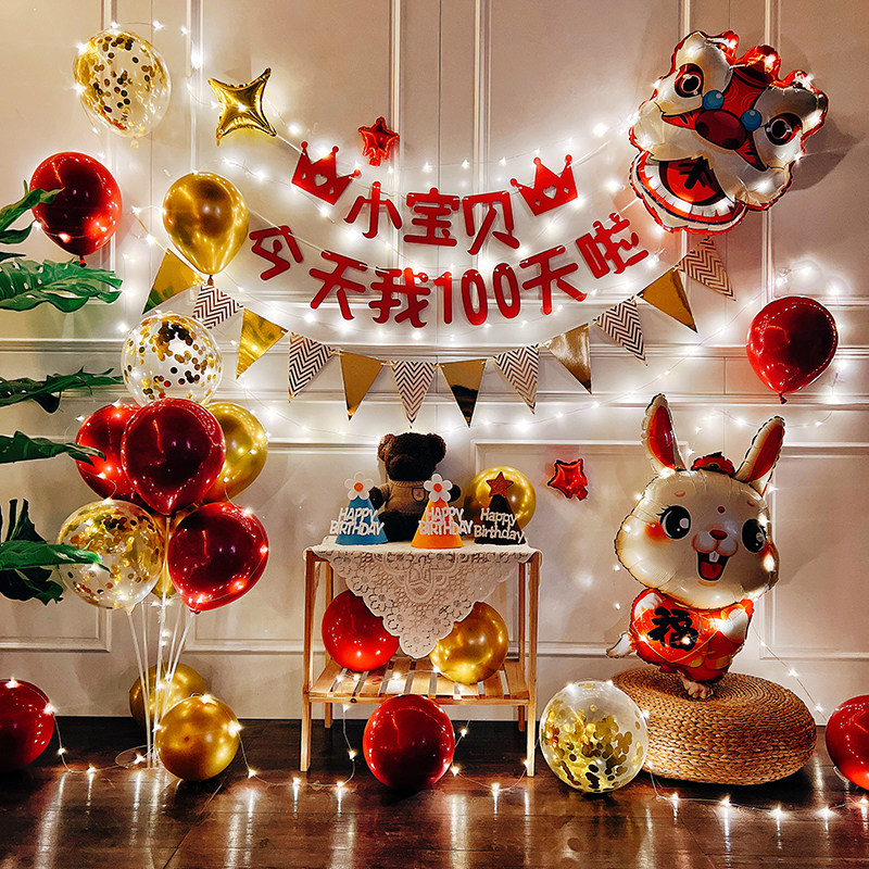 极速生日装饰宝宝百天百日宴100天F纪念气球男女孩场景布置家用背,节庆用品/礼品,气球,淘宝优惠券,粉丝福利购,淘宝优惠卷