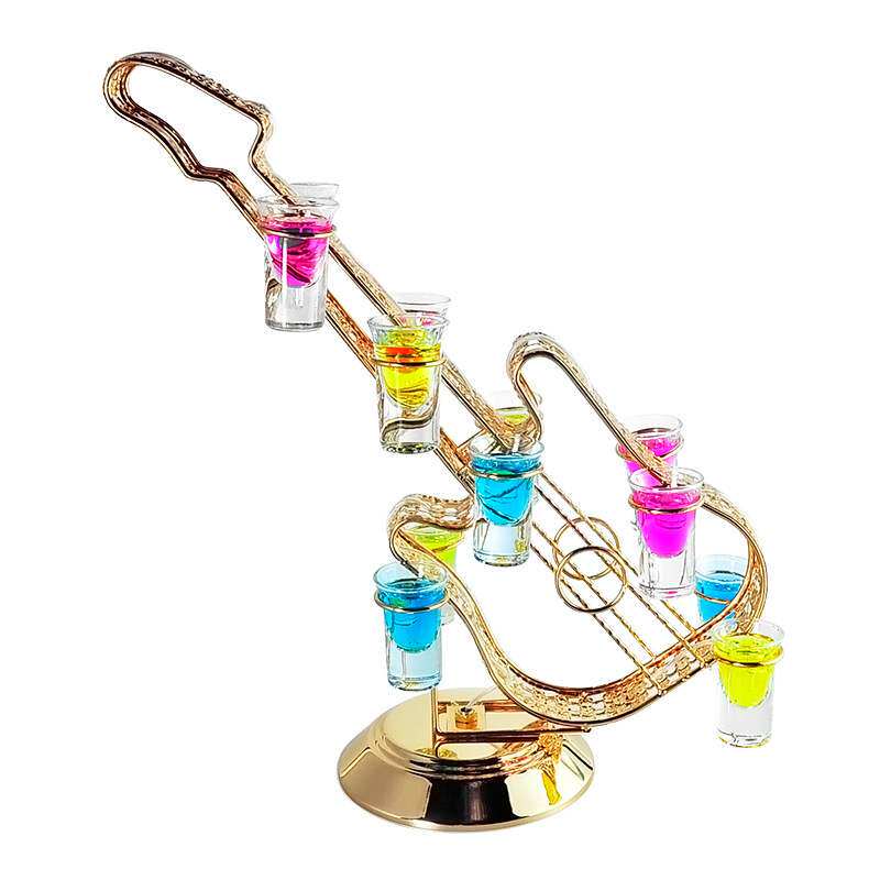 极速厂家直销吉他铁艺子弹杯架酒吧KETV七彩鸡尾酒架香槟酒展示架