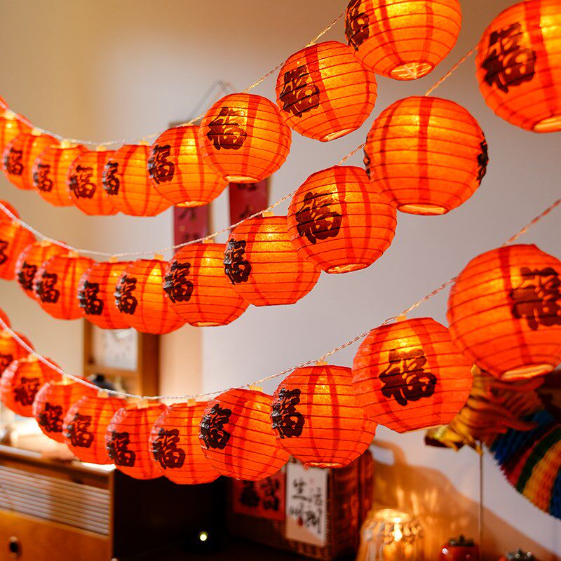 新品阳台新年彩灯春节装饰挂灯彩灯家用室内过R年氛围灯农村布置
