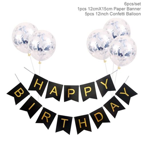 新品1set Happy Birthday Letter Banner IRose Gold blue Confet