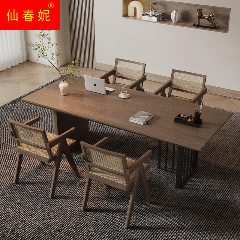 极速现代脑客书会客风桌茶桌厅工室椅电桌桌大组合洽作Y谈桌型长