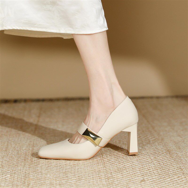 极速2026新款法式高跟鞋女粗跟百搭L气质配旗袍复古方头单鞋