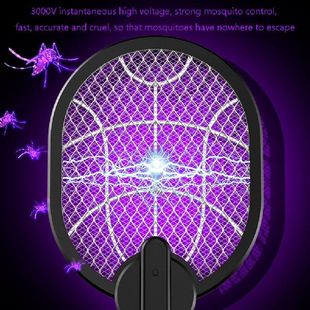 极速3000V fRetractable Electric Flies Swatter 2 in 1 USB