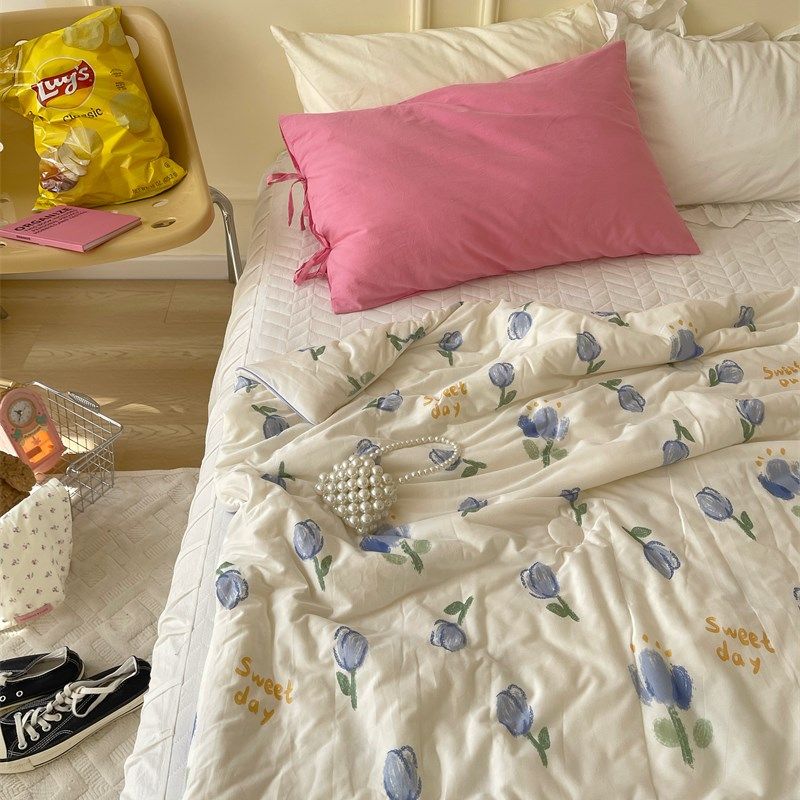 极速梨梦 ins少女郁金香a类针A织夏凉被裸睡薄被子云柔被空调被可,床上用品,化纤被,淘宝优惠券,粉丝福利购,淘宝优惠卷