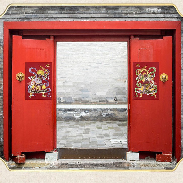 极速老式门画年画老式杨柳青年画门神传统年画R门神农村大门门神