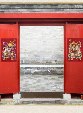 极速老式门画年画老式杨柳青年画门神传统年画R门神农村大门门神