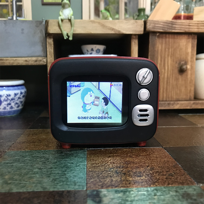 极速新款迷你电视机可播放触屏微缩小G电视复古乡村场景娃娃屋模