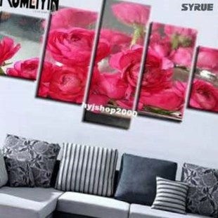 极速nvas Picturkes Home Decoration Hot Sale 5 Pieces Flower