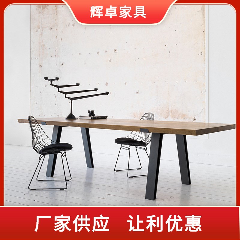 实木办公桌铁艺台式电脑桌卧室写字台现代书桌家用时尚简约写字桌