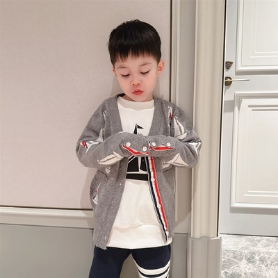 23秋冬新款帆船开衫男女童全提花针织毛衣内搭外穿大中小童上衣