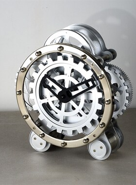 简约样板房售楼部书房书柜书桌电视柜家居装饰品摆件机械抽象时钟